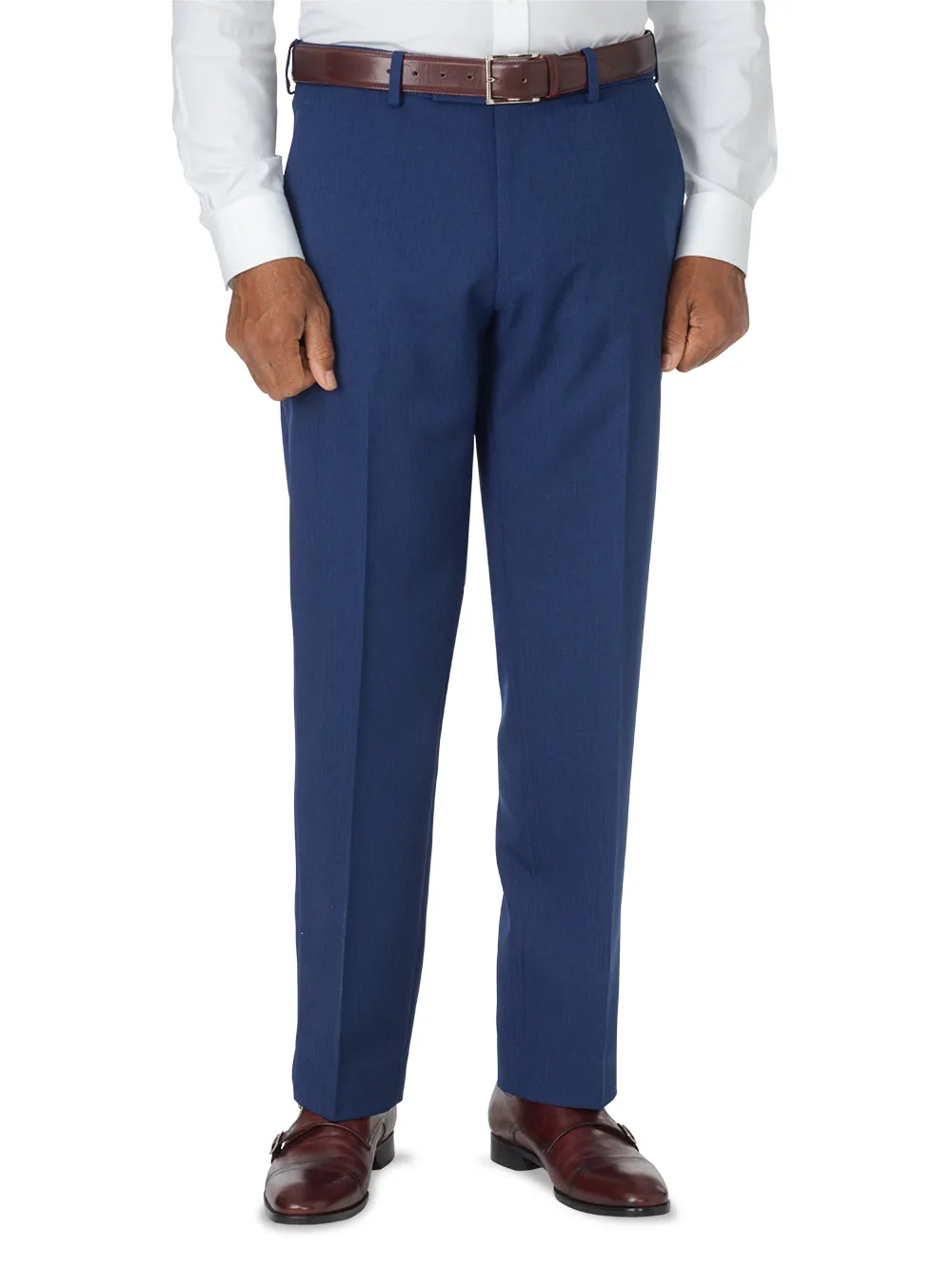 Microfiber Herringbone Pants - Blue sold by Paul Fredrick