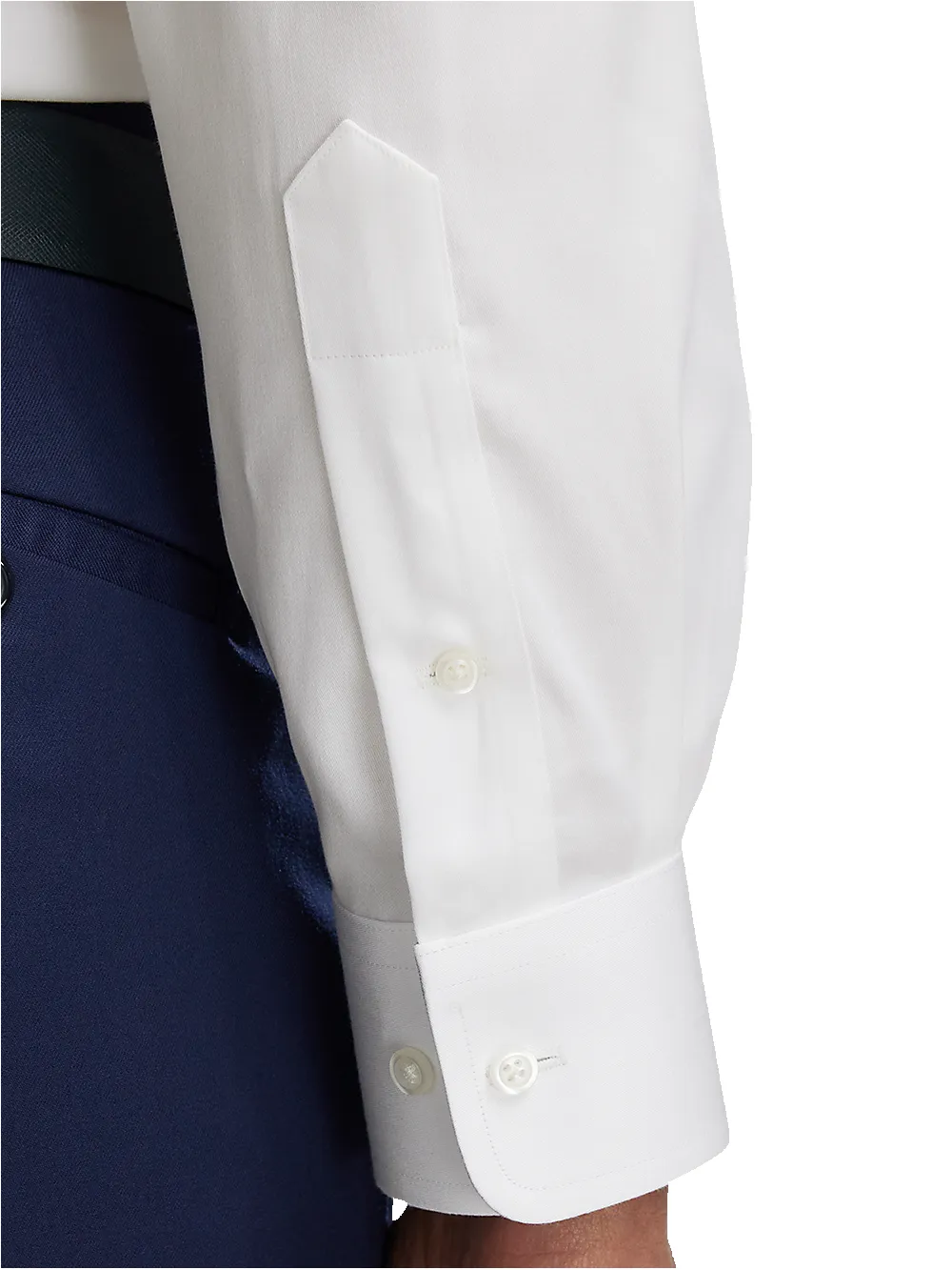 Non-Iron Cotton Solid Dress Shirt With Contrast Trim - White sold by Paul Fredrick product image thumbnail 4