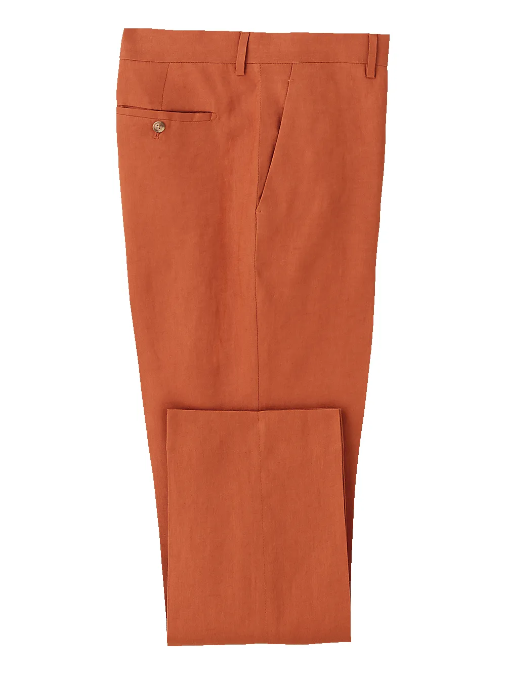 Linen Flat Front Pants - Terracotta sold by Paul Fredrick