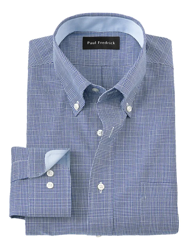 Non-Iron Cotton Plaid Dress Shirt With Contrast Trim - Blue sold by Paul Fredrick