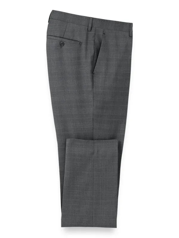 Microfiber Plaid Flat Front Pants sold by Paul Fredrick