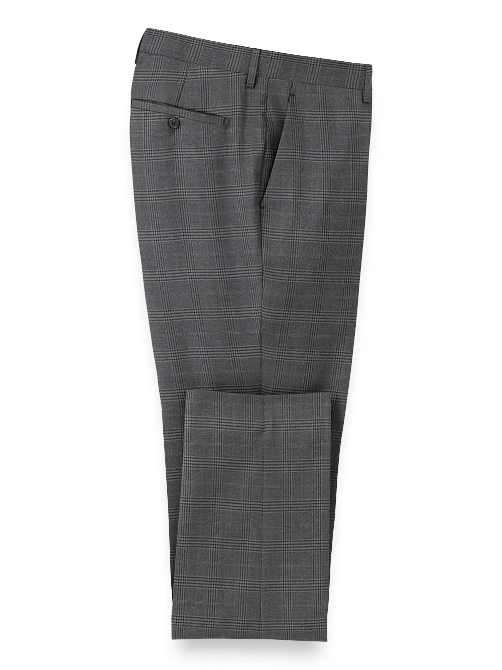 Microfiber Plaid Flat Front Pants sold by Paul Fredrick