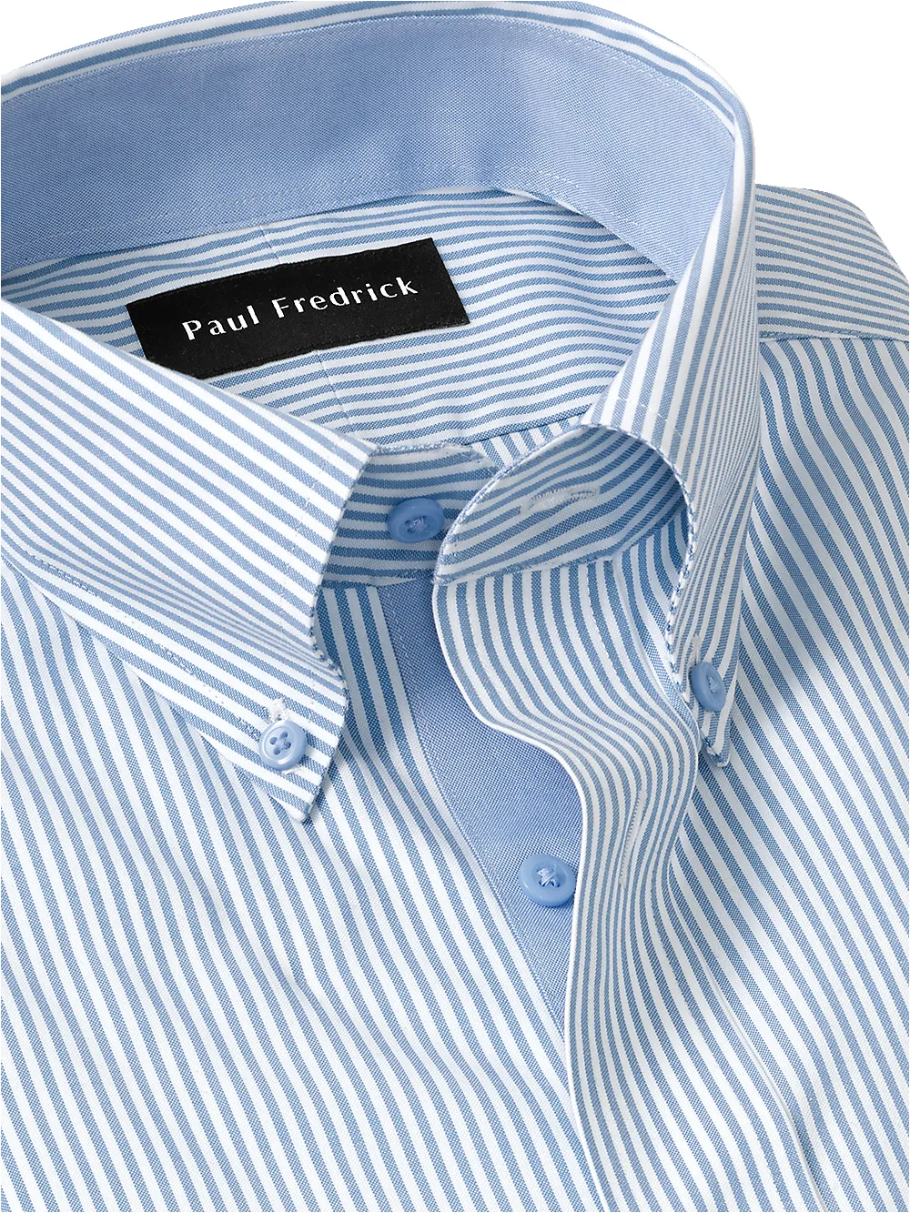 Comfort Stretch Non-Iron Stripe Dress Shirt With Contrast Trim - Blue sold by Paul Fredrick product image thumbnail 3