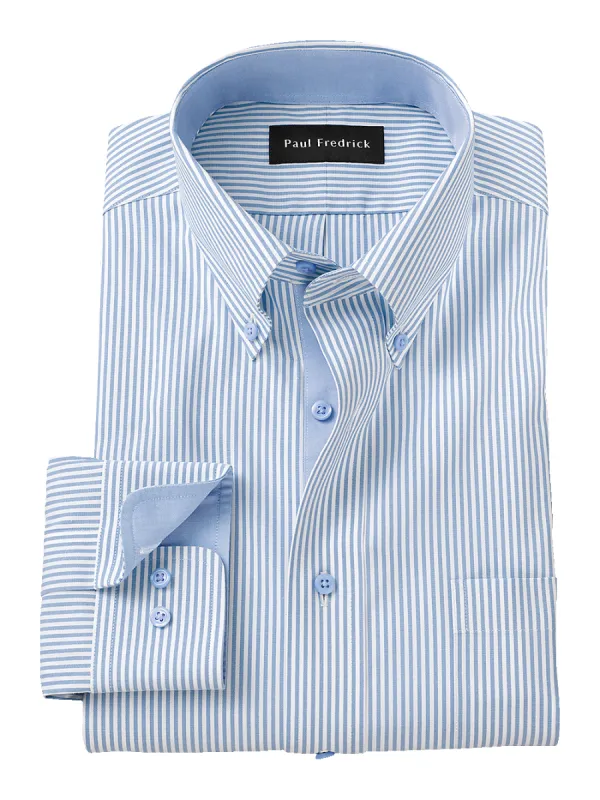 Comfort Stretch Non-Iron Stripe Dress Shirt With Contrast Trim - Blue sold by Paul Fredrick
