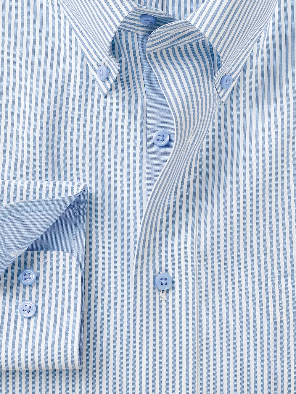 Comfort Stretch Non-Iron Stripe Dress Shirt With Contrast Trim - Blue sold by Paul Fredrick product image thumbnail 2