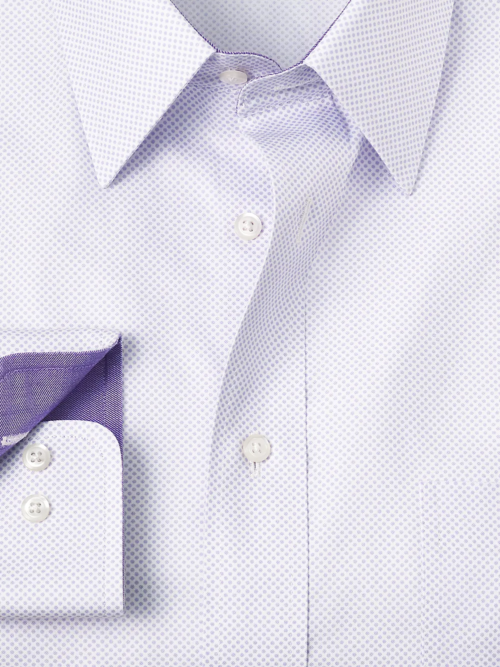 Non-Iron Cotton Circle Print Dress Shirt With Contrast Trim - Purple sold by Paul Fredrick product image thumbnail 2
