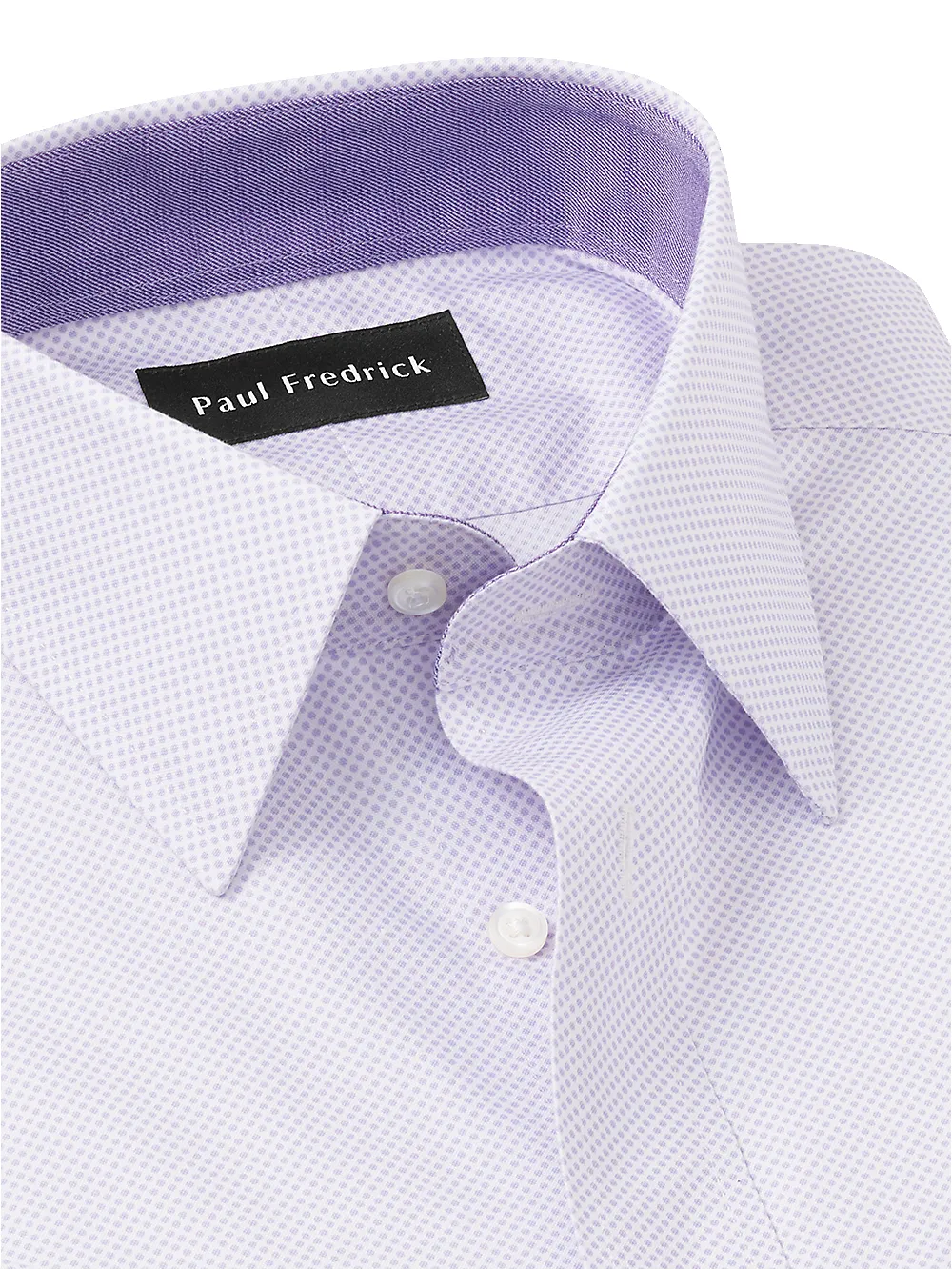 Non-Iron Cotton Circle Print Dress Shirt With Contrast Trim - Purple sold by Paul Fredrick product image thumbnail 3