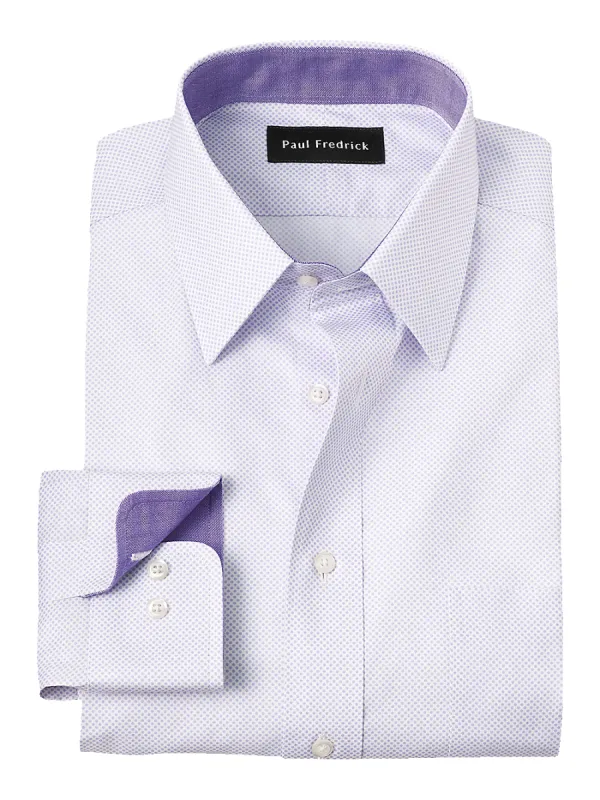Non-Iron Cotton Circle Print Dress Shirt With Contrast Trim - Purple sold by Paul Fredrick