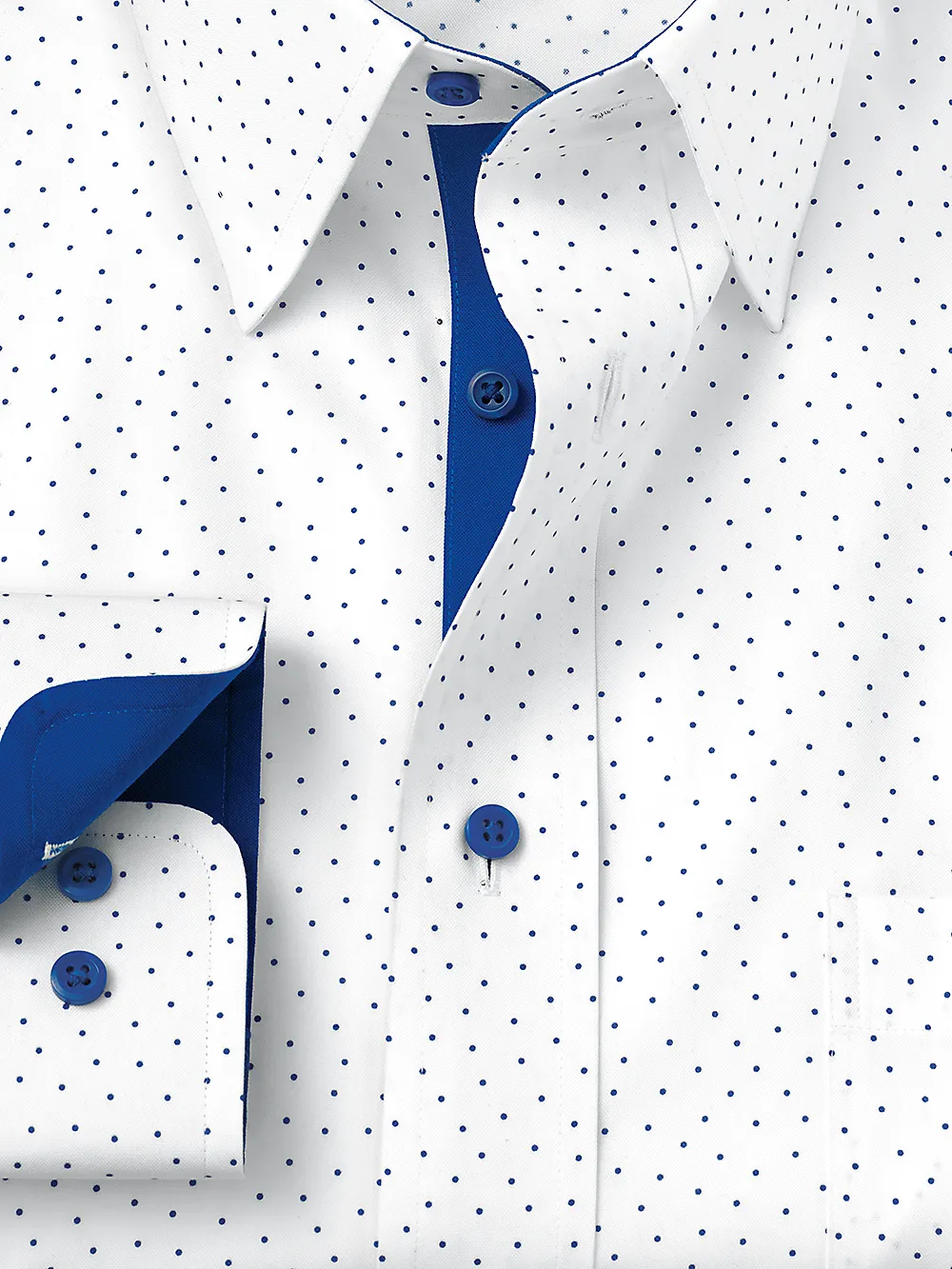 Non-Iron Cotton Dot Dress Shirt With Contrast Trim - Cobalt sold by Paul Fredrick product image thumbnail 2