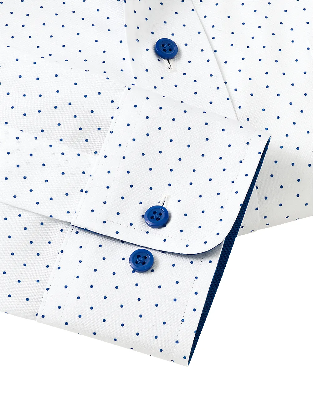 Non-Iron Cotton Dot Dress Shirt With Contrast Trim - Cobalt sold by Paul Fredrick product image thumbnail 4