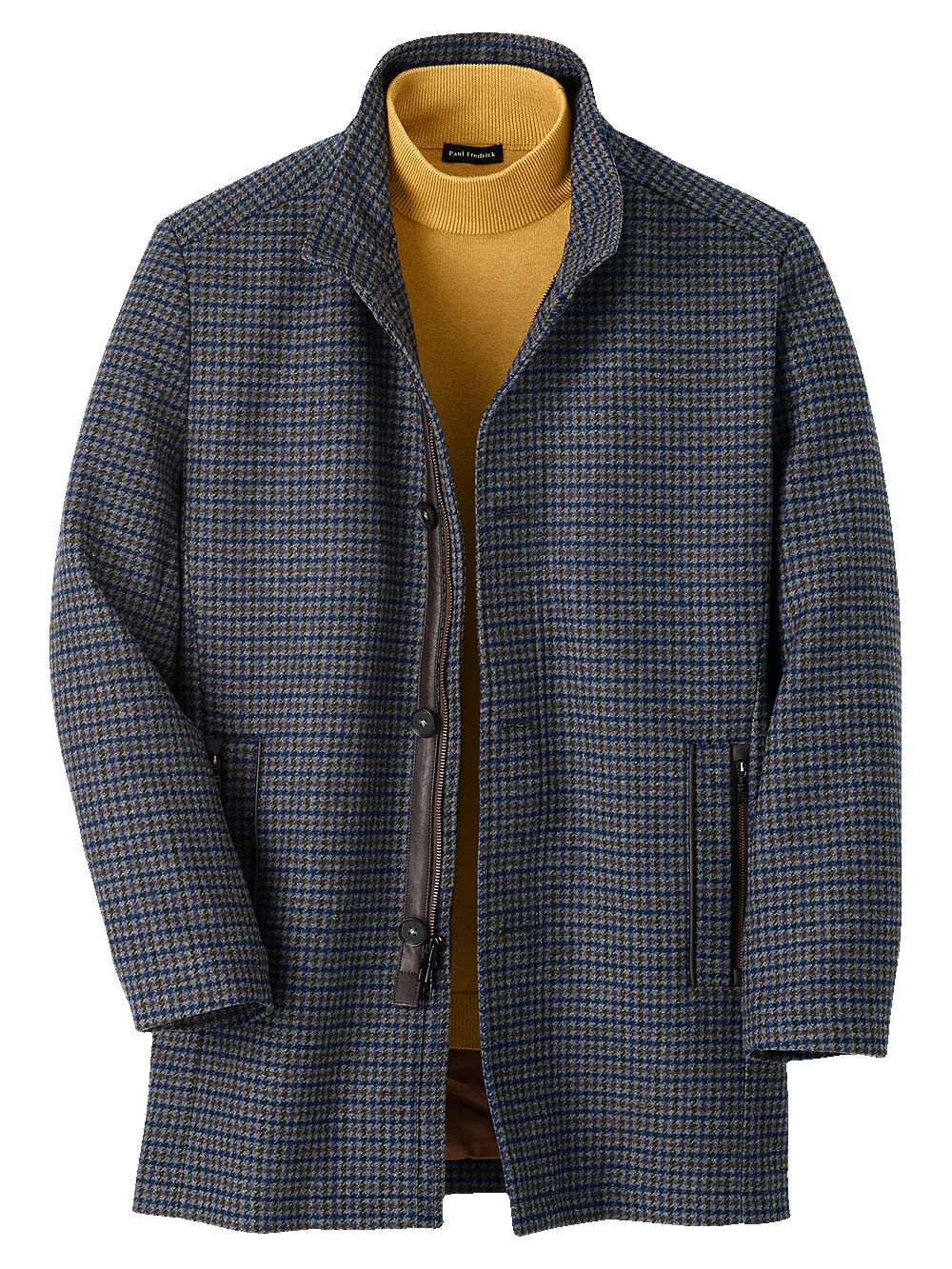 Wool Blend Check Carcoat - Multi sold by Paul Fredrick