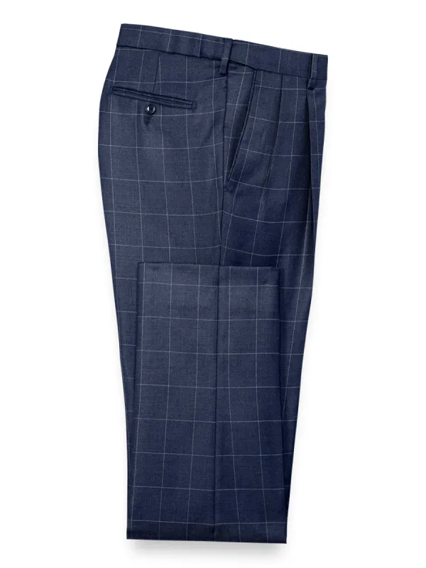 Essential Wool Pants - Navy Windowpane sold by Paul Fredrick