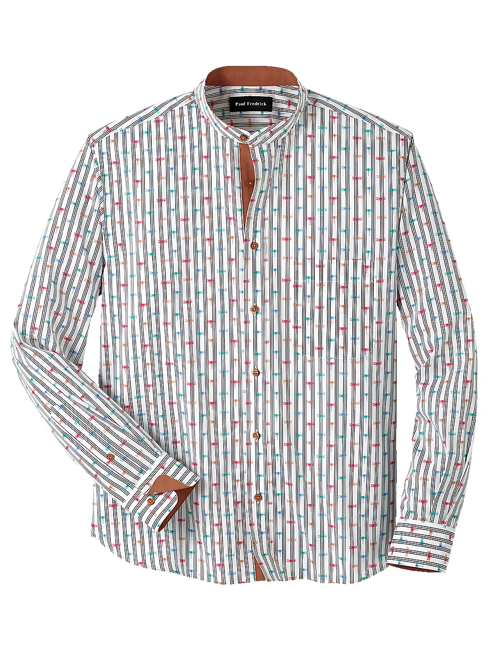 Cotton Stripe Print Casual Shirt With Contrast Trim - White Multi sold by Paul Fredrick