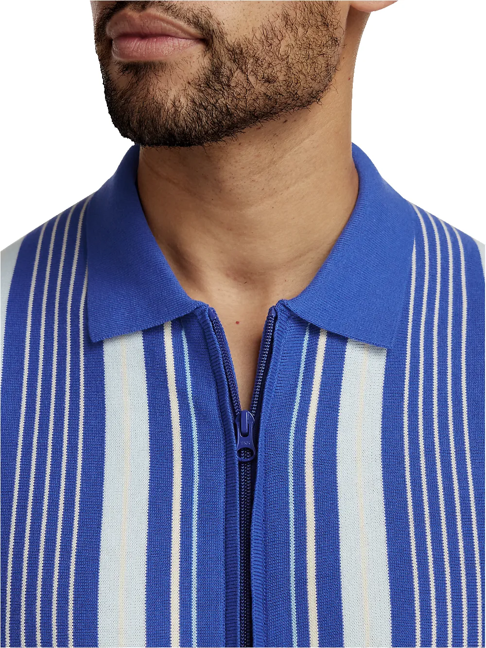 Cotton Full Zip Polo - Cobalt sold by Paul Fredrick product image thumbnail 3