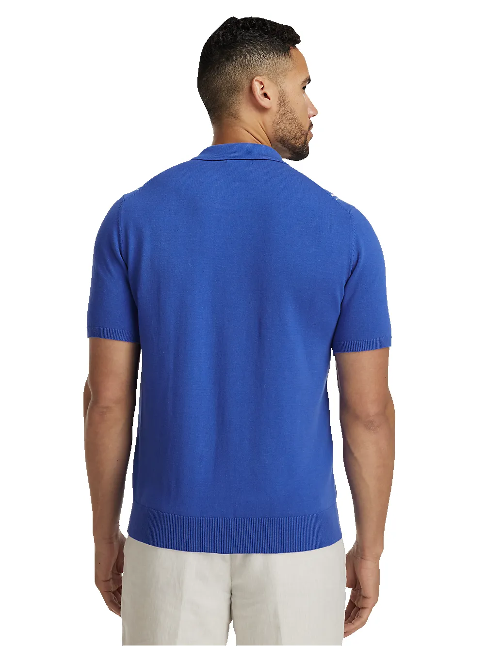 Cotton Full Zip Polo - Cobalt sold by Paul Fredrick product image thumbnail 5