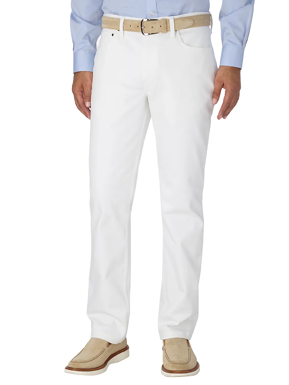 Five Pocket Denim Pants - White sold by Paul Fredrick