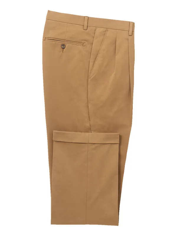 Classic Fit Cotton Stretch Twill Pleated Pants - Copper sold by Paul Fredrick