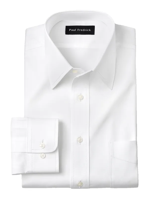 Superfine Egyptian Cotton Solid Color Straight Collar Dress Shirt - White sold by Paul Fredrick