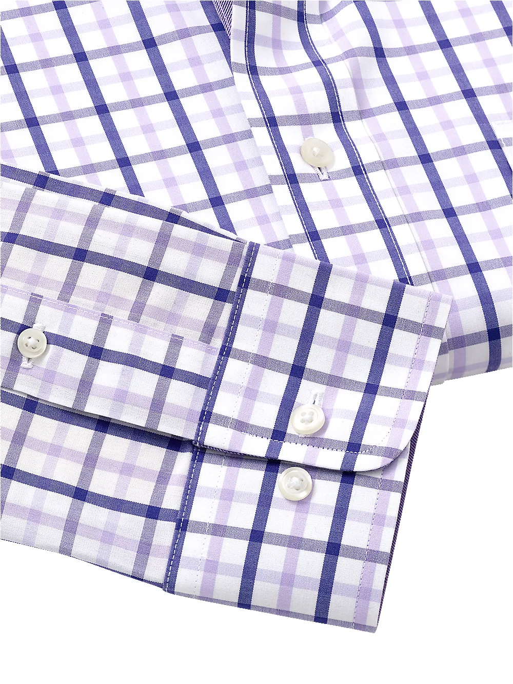 Non-Iron Cotton Check Dress Shirt With Contrast Trim - Purple sold by Paul Fredrick product image thumbnail 4