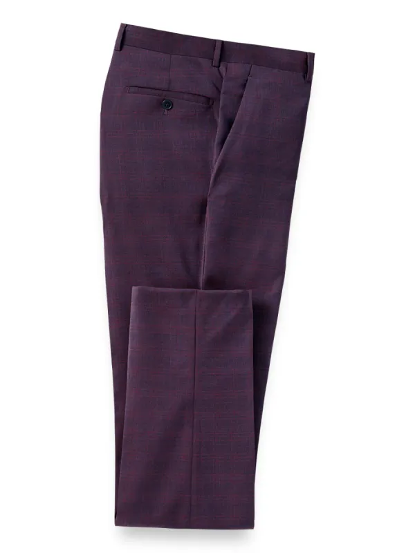 Italian Wool Plaid Suit Pants - Wine sold by Paul Fredrick