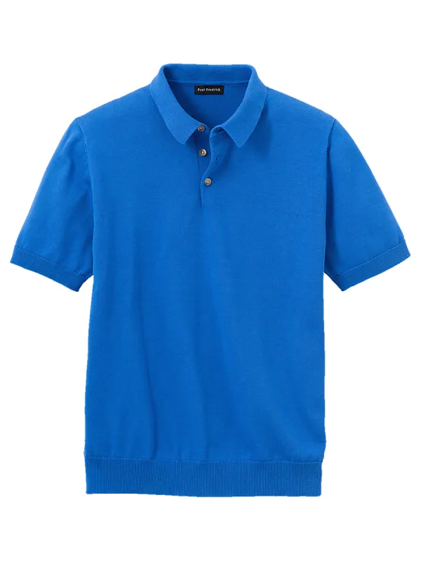 Supima Cotton Three Button Polo - Navy sold by Paul Fredrick