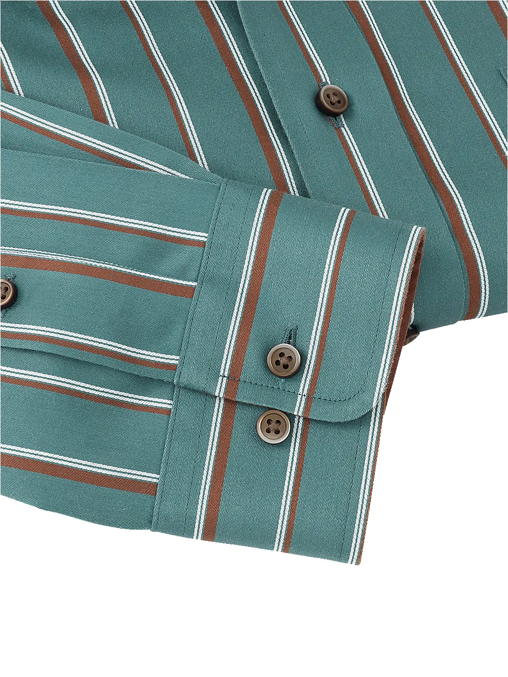 Non-Iron Cotton Stripe Dress Shirt With Contrast Trim - Pine Green sold by Paul Fredrick product image thumbnail 4
