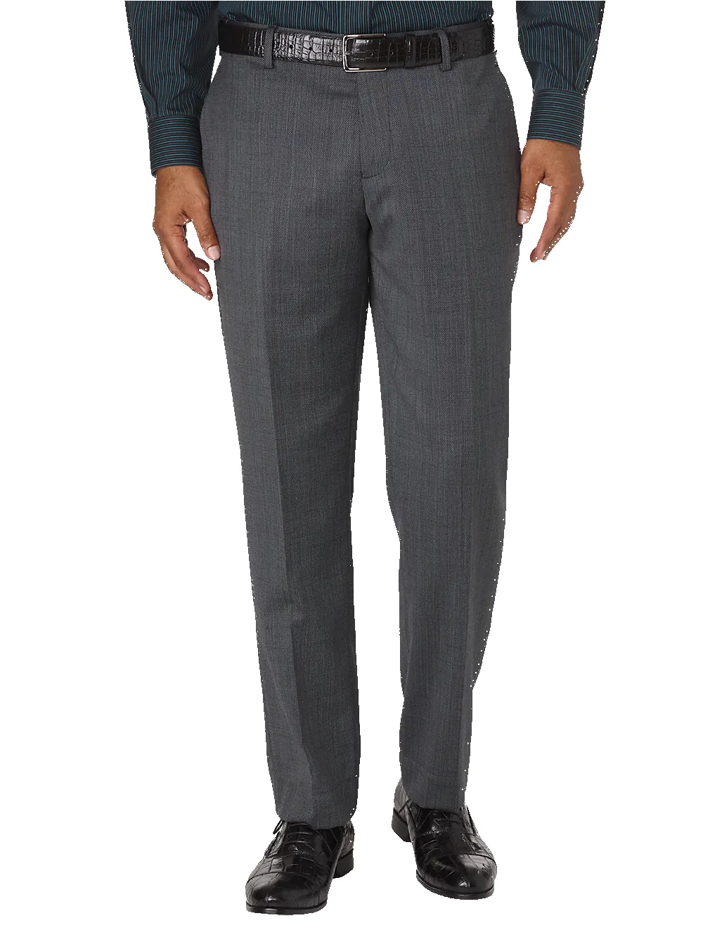Tailored Fit Impeccable Flat Front Suit Pants - Grey sold by Paul Fredrick