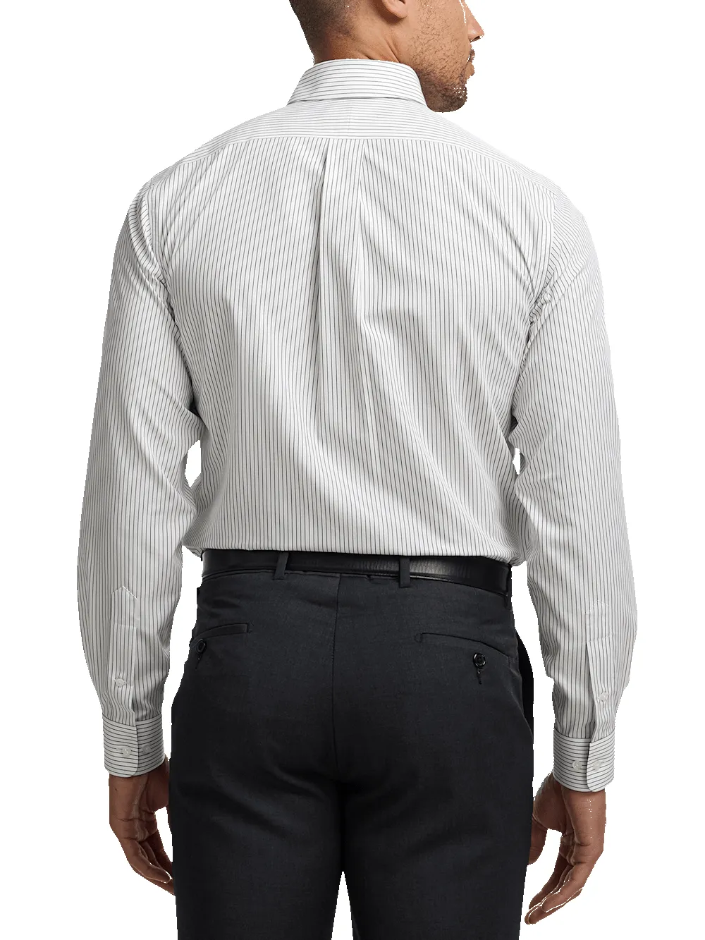 Non-Iron Cotton Stripe Dress Shirt With Contrast Trim - Black sold by Paul Fredrick product image thumbnail 5