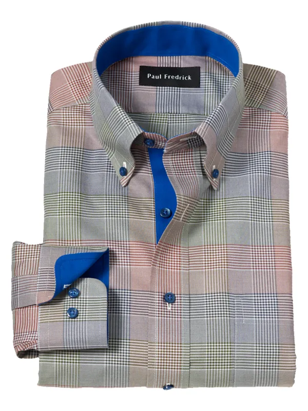 Non-Iron Cotton Plaid Dress Shirt With Contrast Trim - Multi sold by Paul Fredrick