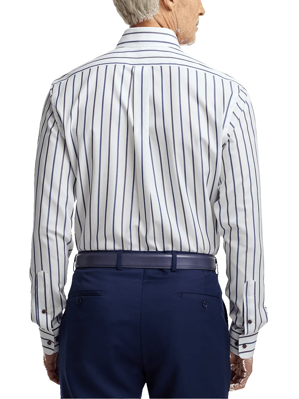 Non-Iron Cotton Stripe Dress Shirt With Contrast Trim - Multi sold by Paul Fredrick product image thumbnail 5