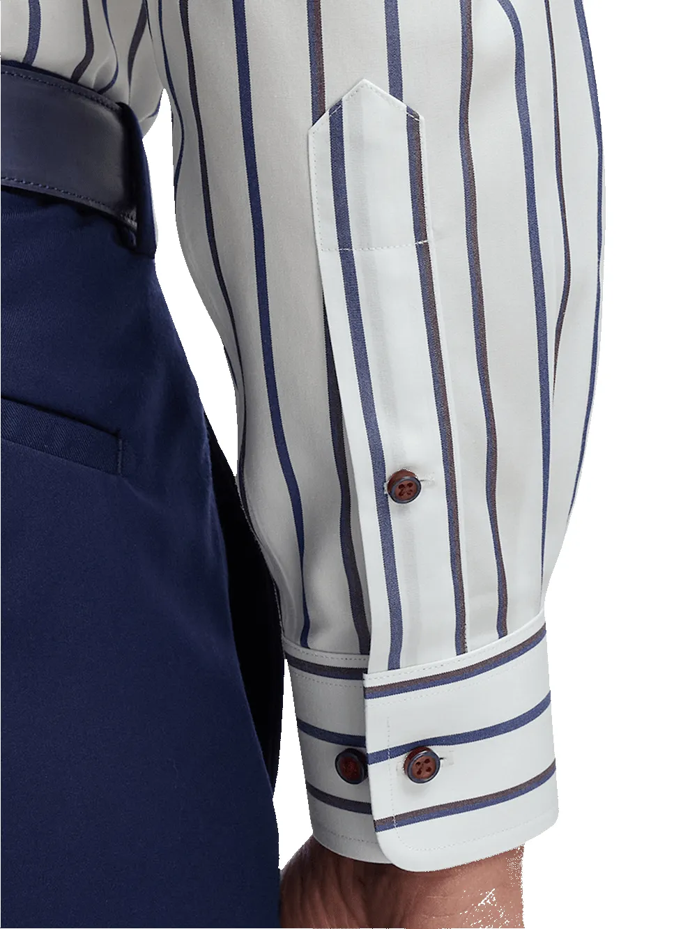 Non-Iron Cotton Stripe Dress Shirt With Contrast Trim - Multi sold by Paul Fredrick product image thumbnail 4