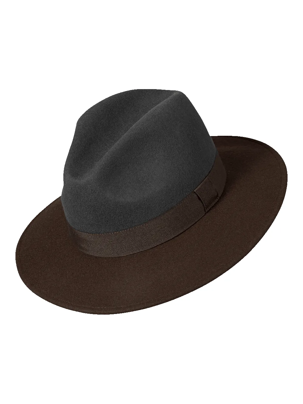 Wool Fedora With Ribbon Band - Grey/brown sold by Paul Fredrick