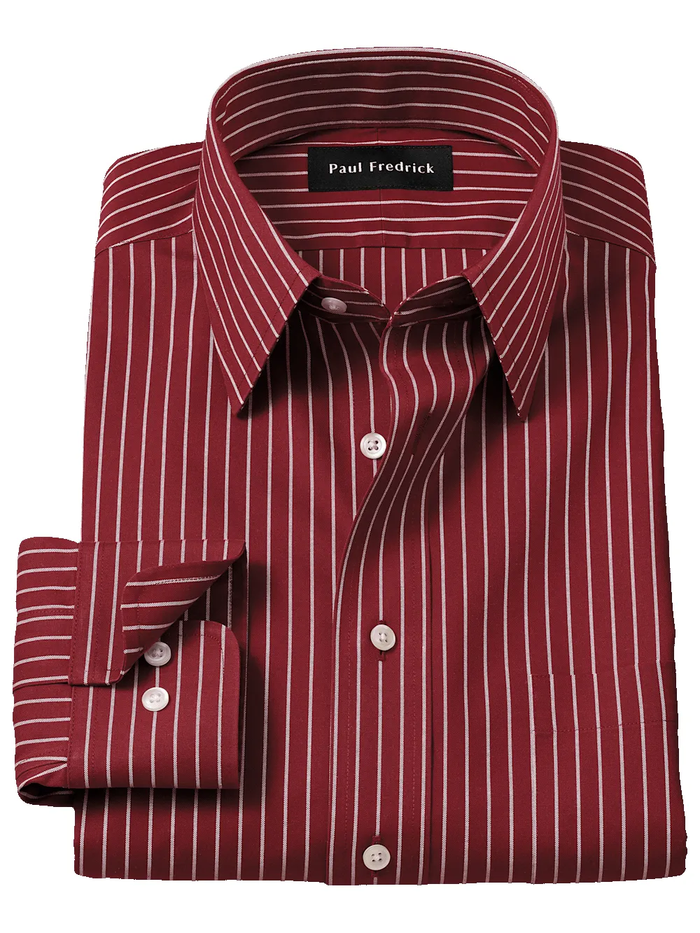Comfort Stretch Non-Iron Stripe Dress Shirt - Burgundy sold by Paul Fredrick