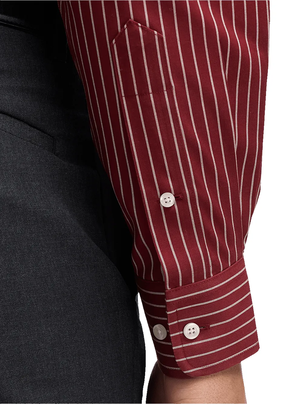 Comfort Stretch Non-Iron Stripe Dress Shirt - Burgundy sold by Paul Fredrick product image thumbnail 4