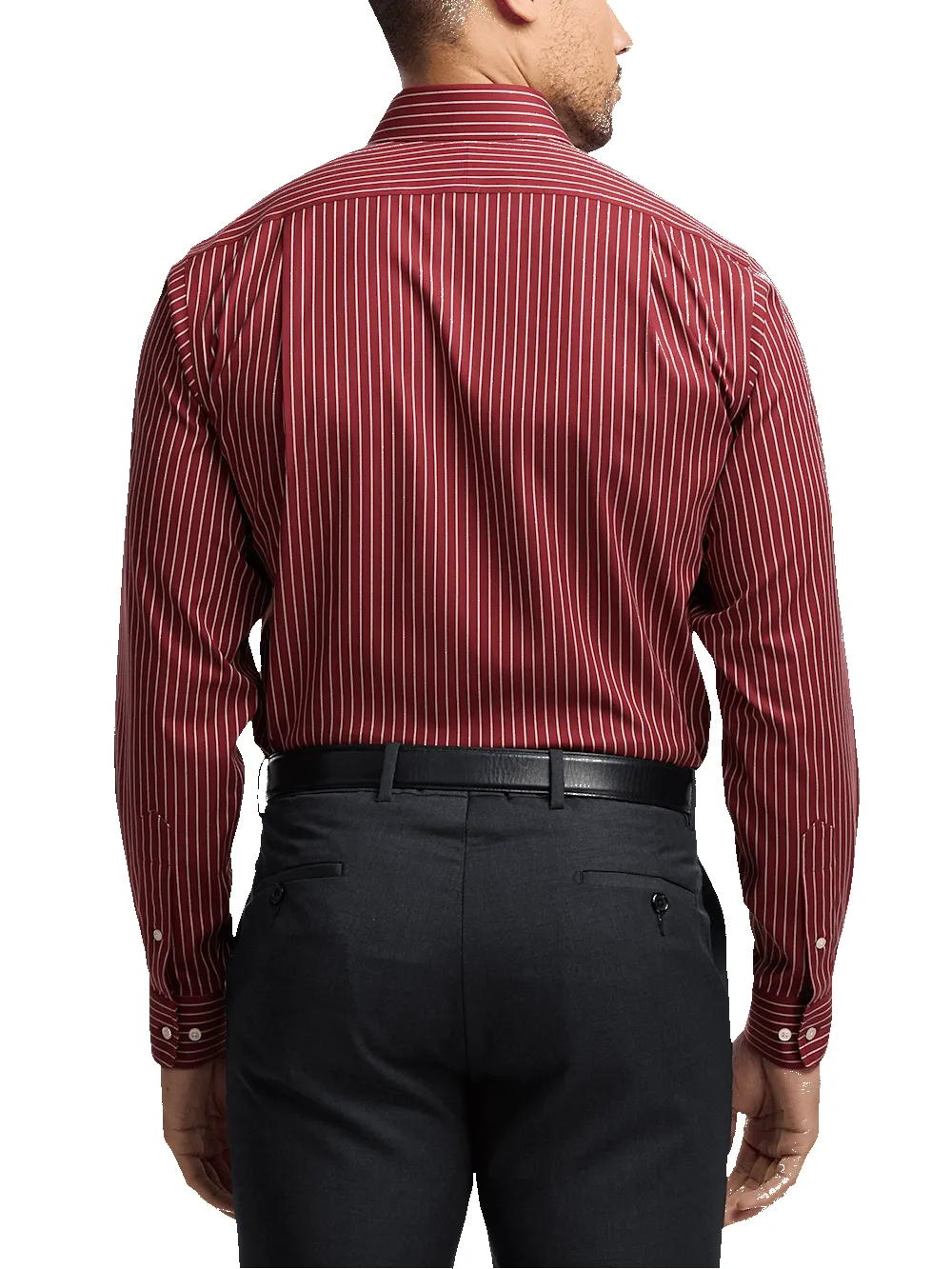 Comfort Stretch Non-Iron Stripe Dress Shirt - Burgundy sold by Paul Fredrick product image thumbnail 5