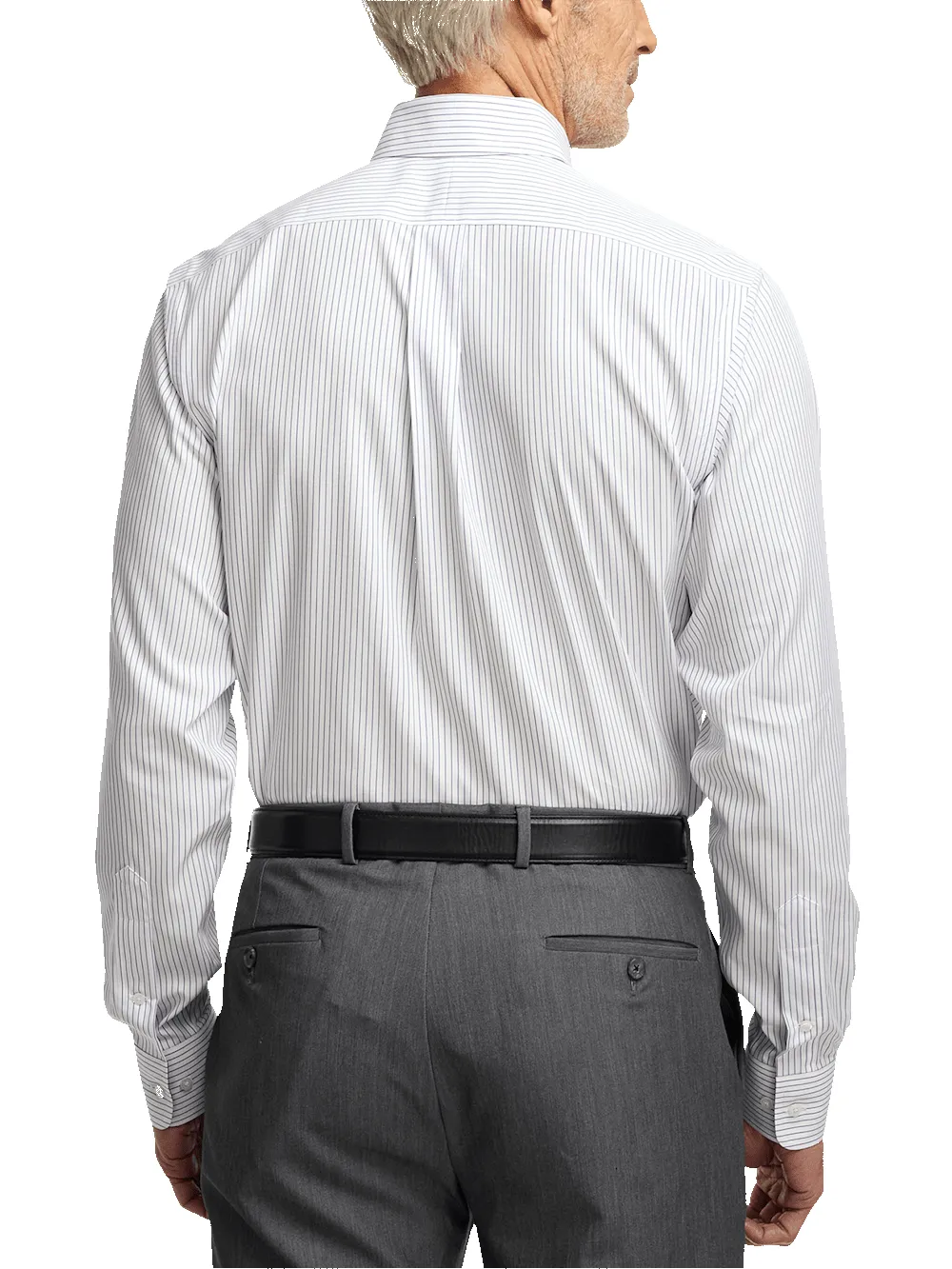 Non-Iron Cotton Stripe Dress Shirt With Contrast Trim - Purple sold by Paul Fredrick product image thumbnail 5