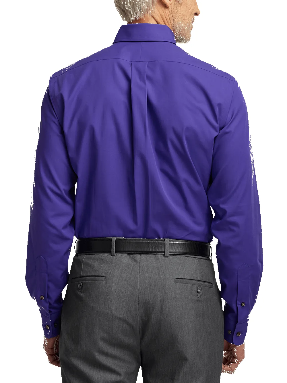 Non-Iron Cotton Solid Dress Shirt With Contrast Trim - Purple sold by Paul Fredrick product image thumbnail 5