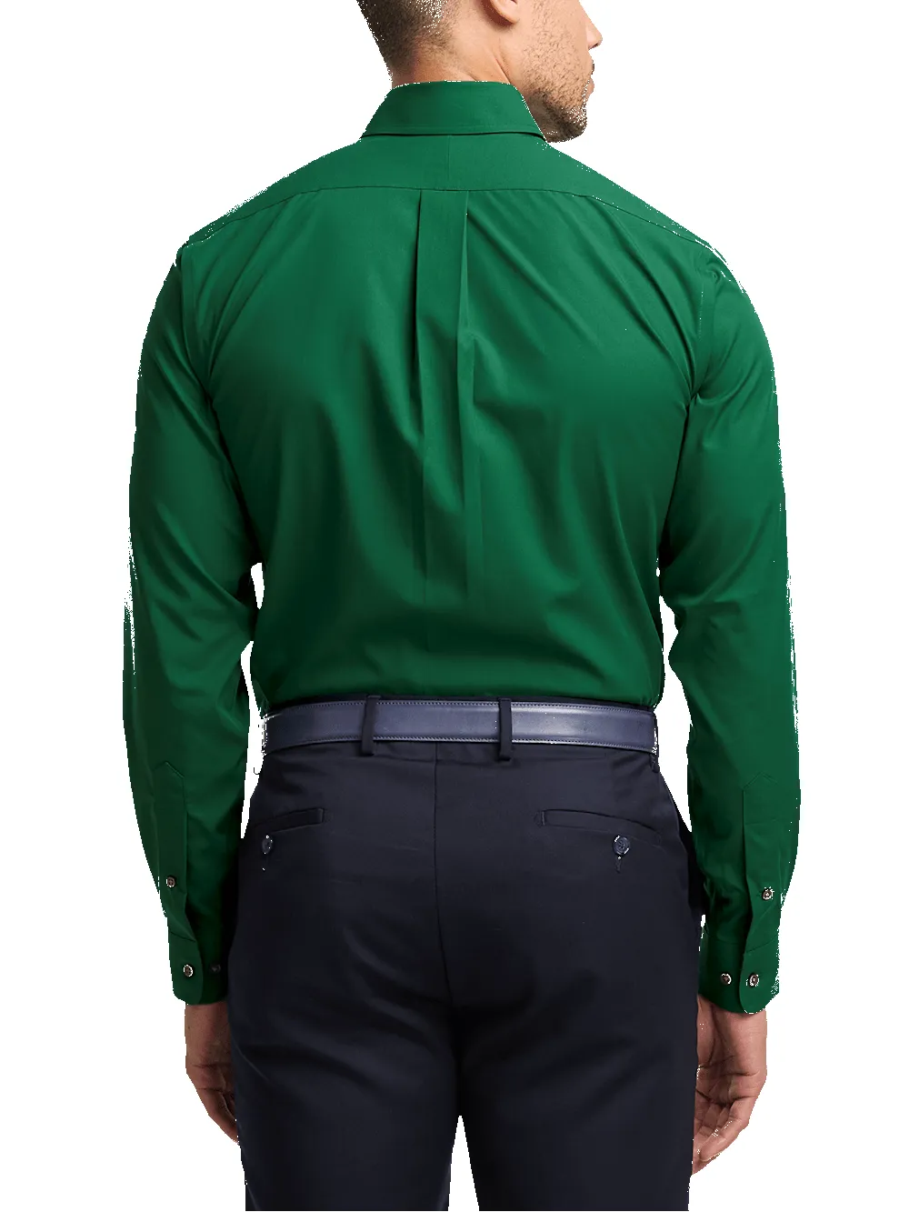 Non-Iron Cotton Solid Dress Shirt With Contrast Trim - Green sold by Paul Fredrick product image thumbnail 5