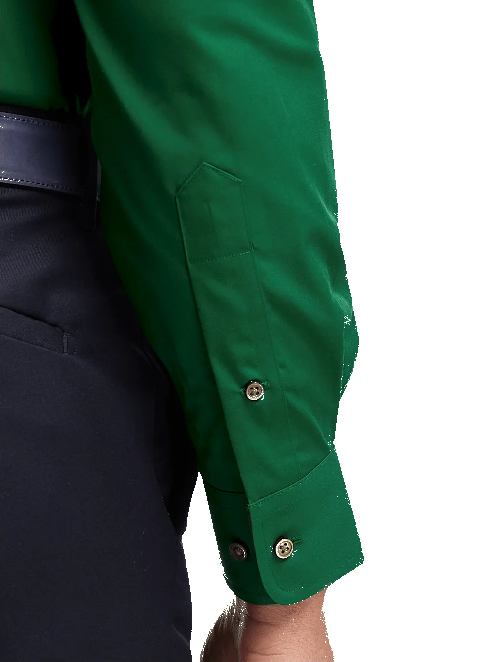 Non-Iron Cotton Solid Dress Shirt With Contrast Trim - Green sold by Paul Fredrick product image thumbnail 4