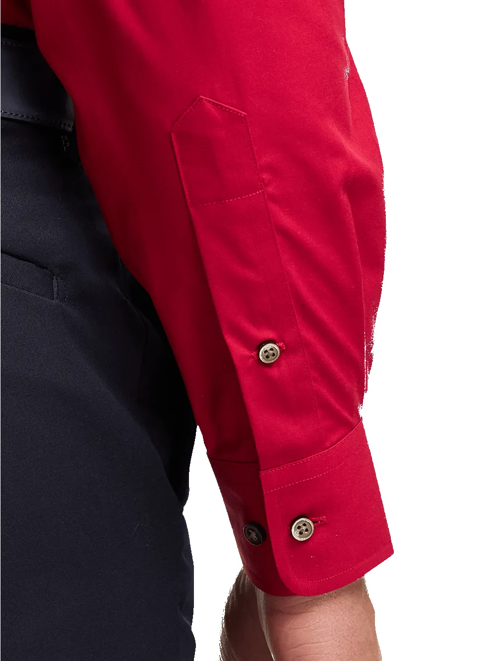Non-Iron Cotton Solid Dress Shirt With Contrast Trim - Red sold by Paul Fredrick product image thumbnail 4
