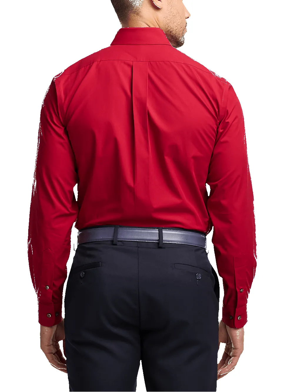 Non-Iron Cotton Solid Dress Shirt With Contrast Trim - Red sold by Paul Fredrick product image thumbnail 5