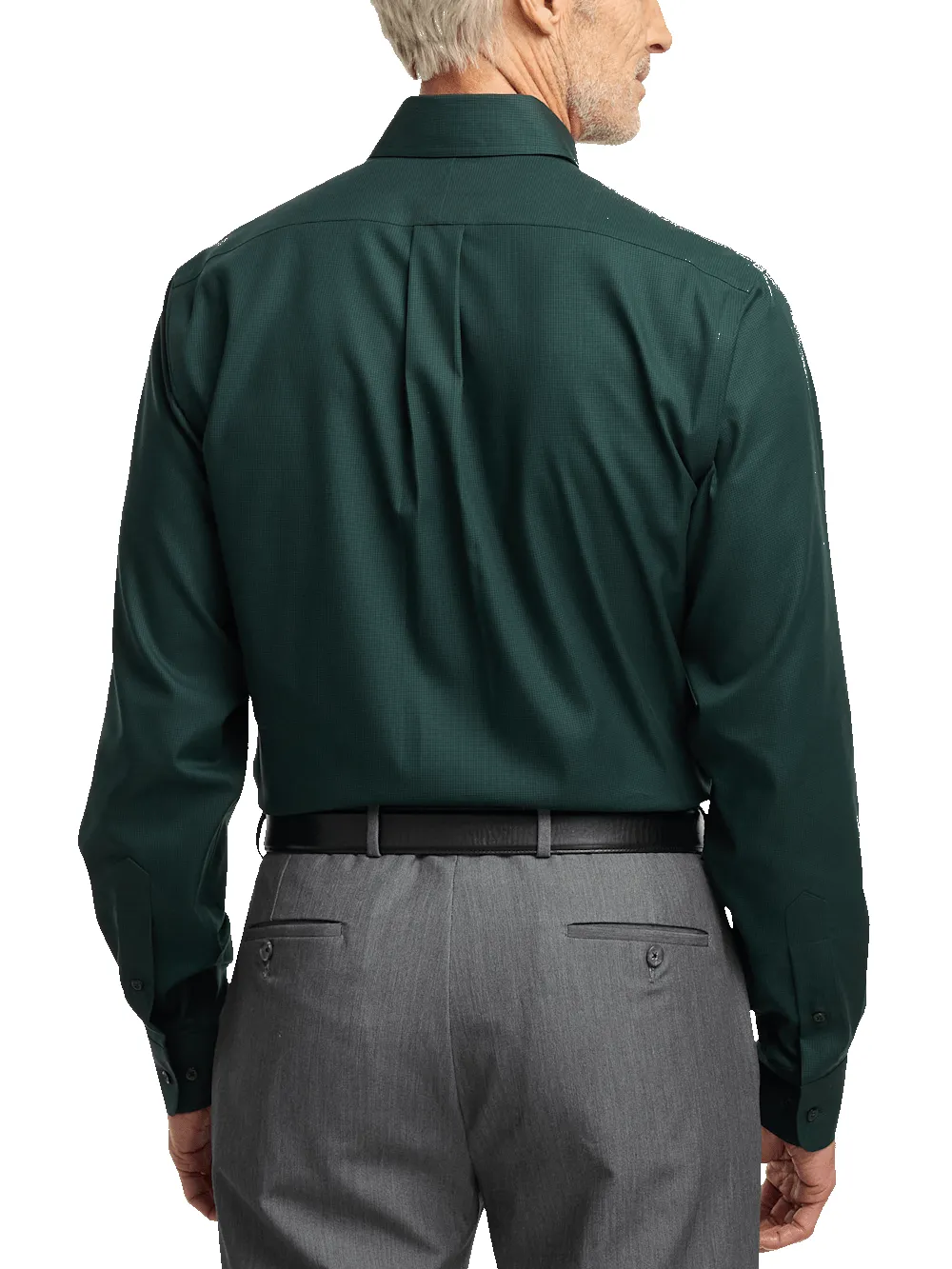 Non-Iron Cotton Houndstooth Dress Shirt With Contrast Trim - Black/green sold by Paul Fredrick product image thumbnail 5