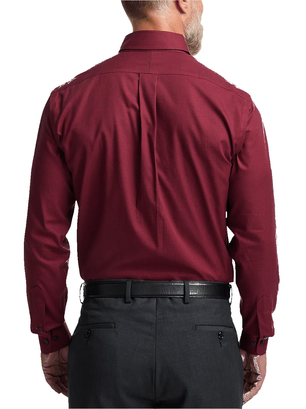 Non-Iron Cotton Houndstooth Dress Shirt With Contrast Trim - Black/red sold by Paul Fredrick product image thumbnail 5