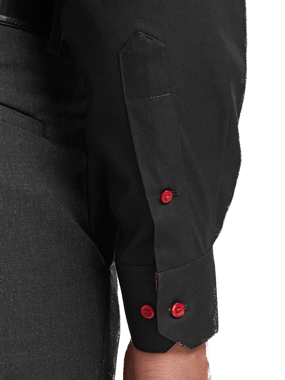 Non-Iron Cotton Solid Dress Shirt With Contrast Trim - Black sold by Paul Fredrick product image thumbnail 4