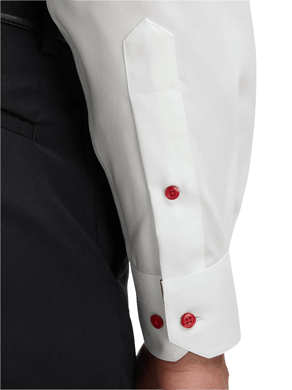 Non-Iron Cotton Solid Dress Shirt With Contrast Trim - White sold by Paul Fredrick product image thumbnail 4