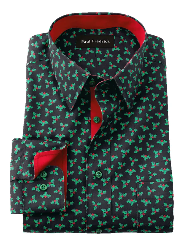 Non-Iron Cotton Holly Dress Shirt With Contrast Trim - Black sold by Paul Fredrick