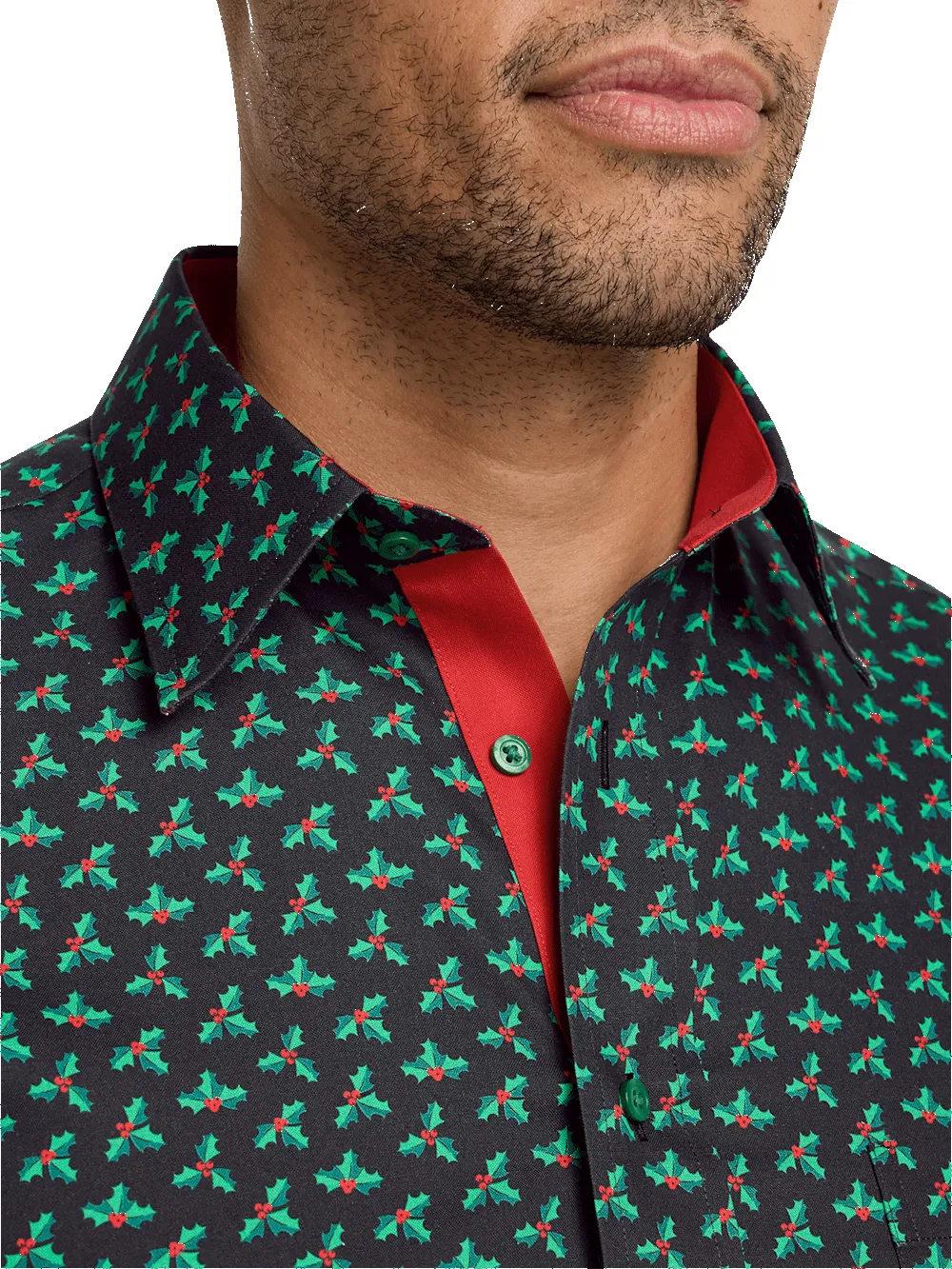 Non-Iron Cotton Holly Dress Shirt With Contrast Trim - Black sold by Paul Fredrick product image thumbnail 3