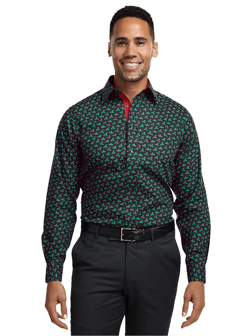 Non-Iron Cotton Holly Dress Shirt With Contrast Trim - Black sold by Paul Fredrick product image thumbnail 2