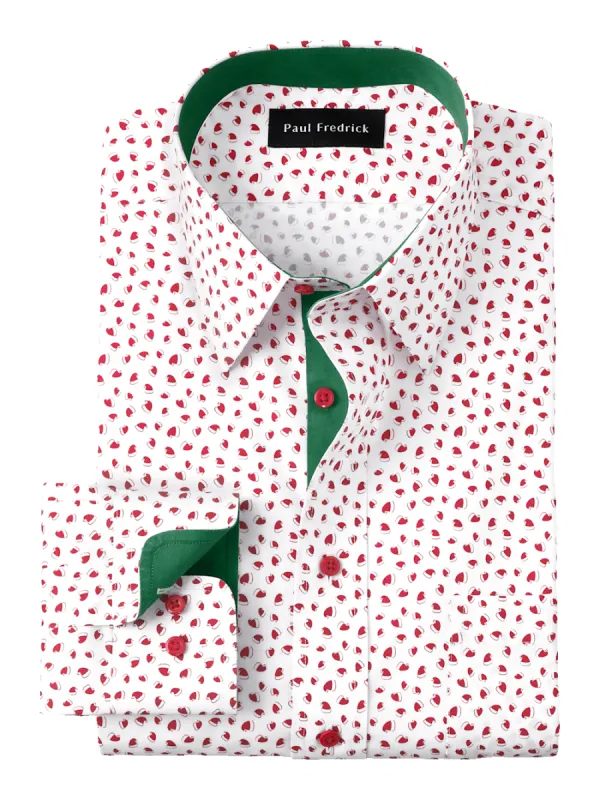 Non-Iron Cotton Santa Hat Dress Shirt With Contrast Trim - Red sold by Paul Fredrick