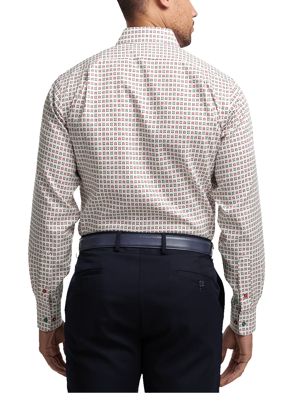 Non-Iron Cotton Presents Dress Shirt With Contrast Trim - Red/green sold by Paul Fredrick product image thumbnail 5